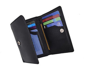Moga Genuine Leather Women's Trifold Credit Card ID Holder With Coin Zippered Pocket Wallet-menswallet