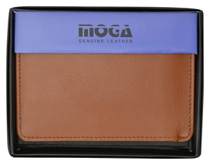 Moga Handmade Leather L Shape Bifold ID Card Holder Wallet 90139-menswallet