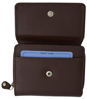 Moga Leather Trifold Card ID Holder Wallet with Zipper Compartment-menswallet