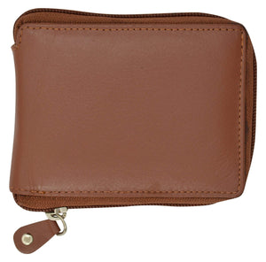 Moga Italian Design Mens Handmade Italian Design Leather Zip Around Bifold Wallet 91256-menswallet
