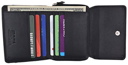 Moga Ladies Genuine Leather Trifold ID Card Holder Wallet With Zippered Compartment Women - wallets for men's at mens wallet
