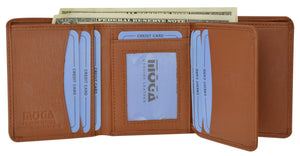 Moga Mens Genuine Handmade Leather Flap Credit Card ID Holder Trifold Wallet 91107-menswallet