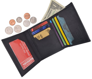 Multi Card Holder ID Window Trifold Soft Leather Mens Wallet 1255-menswallet