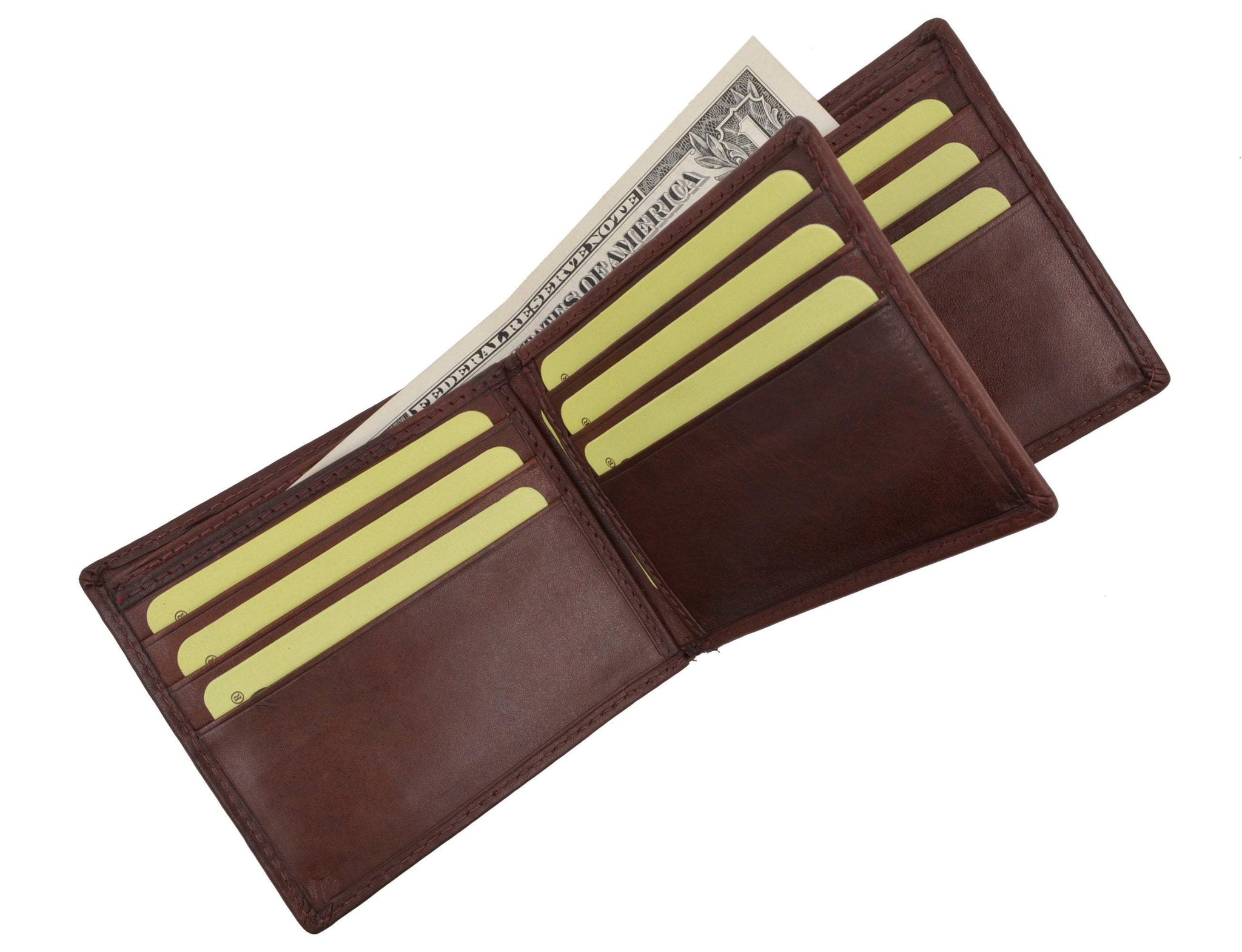 Multi piece Card Holder Wallet with Flap in Genuine Leather Brown / Genuine Leather