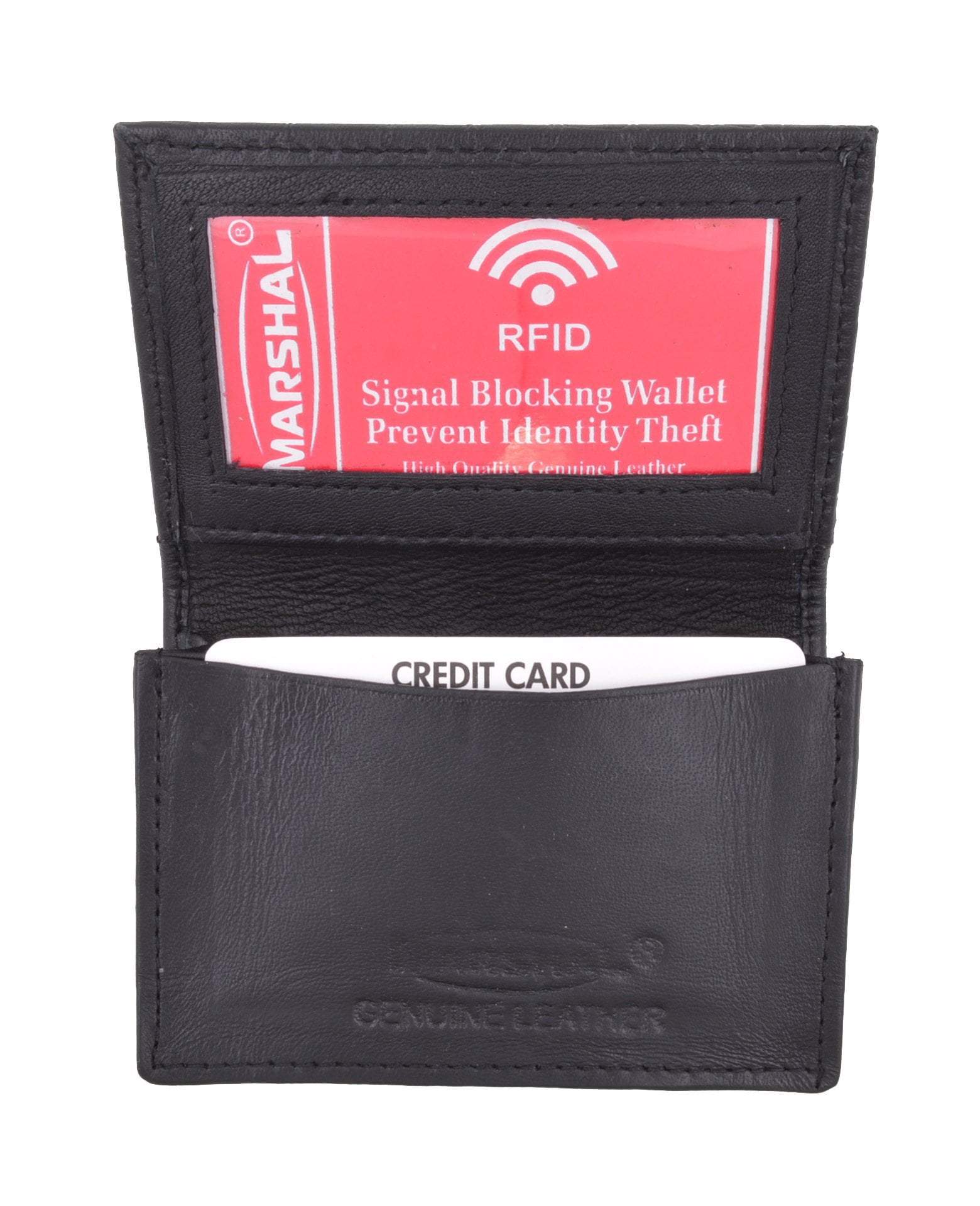 thumbnail image 2 of Men's Genuine Leather RFID Blocking Wallet - Slim Bifold Credit Card Holder With Photo Pocket (KERTZ Brand, Black/Brown) 2 of 14