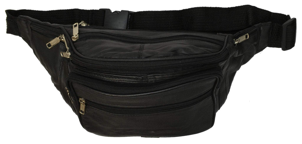 New Design Large Multi Zippered Genuine Leather Fanny Pack Waist Bag 041-menswallet
