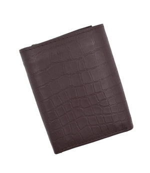 New RFID Blocking Mens Soft Crocodile Pattern Leather Trifold Wallet with Flap RFIDP1107CR (C)-menswallet