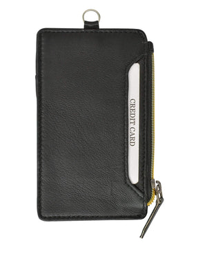 New RFID Premium Leather ID Window Credit Cards Zipper Neck Wallet RFID P 861 (C)-menswallet