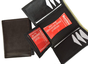 New V-Cut Mens Leather Trifold Wallet W/Card Holder 2855-menswallet