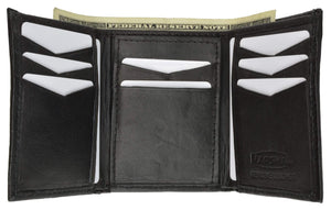 New V-Cut Mens Leather Trifold Wallet W/Card Holder 2855-menswallet