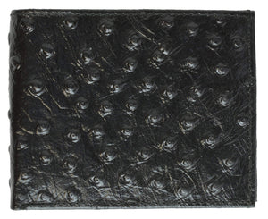 Ostrich Print Cowhide Leather Bifold Wallet with Flip ID window & Credit Card Slots 71053 OS-menswallet