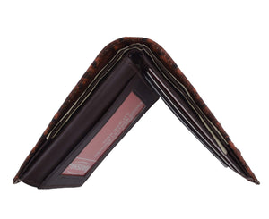 Ostrich Print Cowhide Leather Bifold Wallet with Flip ID window & Credit Card Slots 71053 OS-menswallet