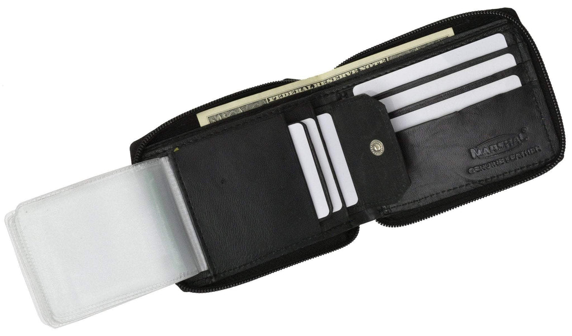 Premium Leather Bifold Zip-Around Card Holder Wallet P 56 (C)-menswallet