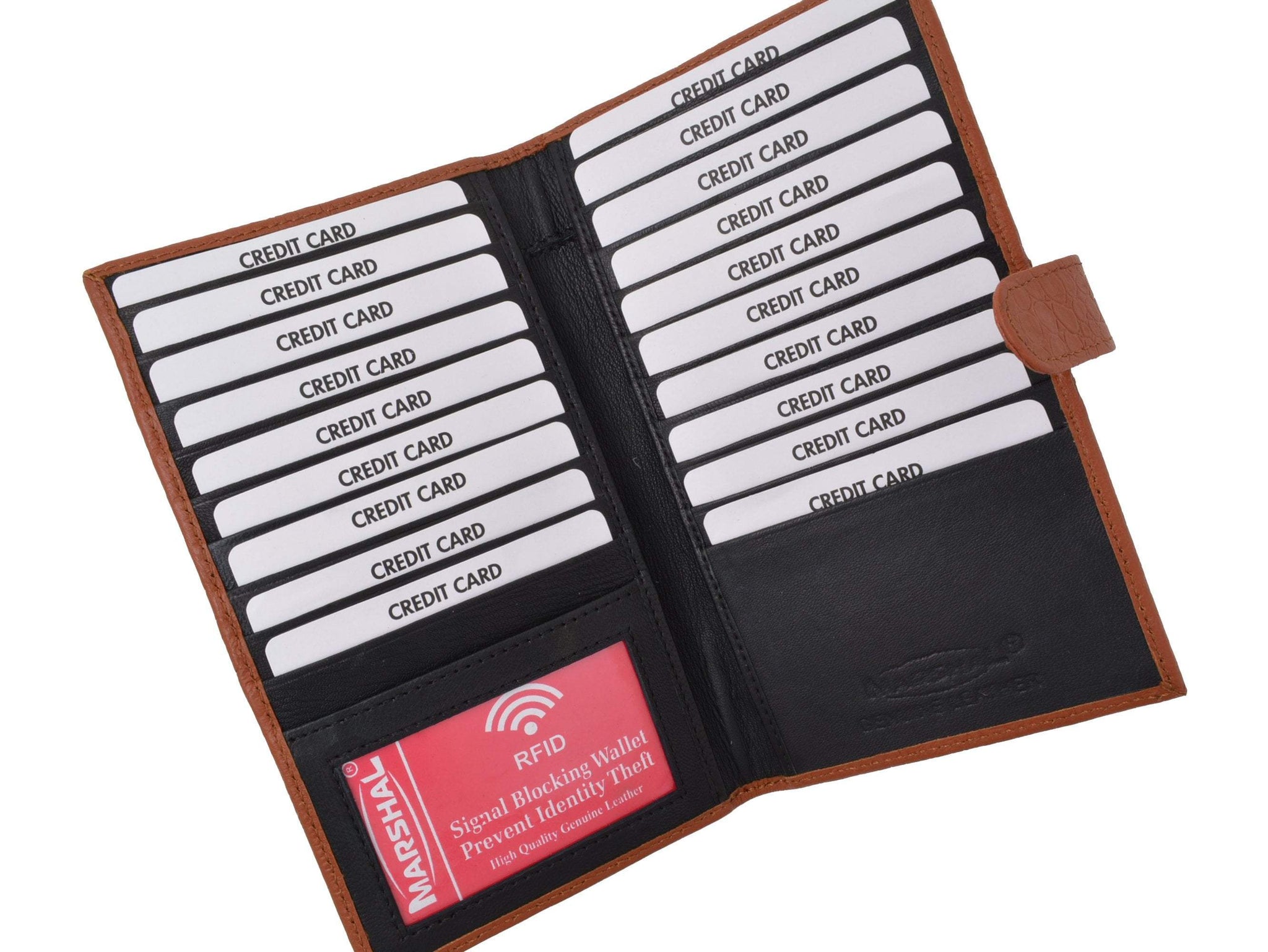 Marshal Bifold Leather RFID Blocking Wallet For Men & Women | Genuine Leather Holder With 19 Slots, 2 Bill Compartments & ID Window For Credit/Debit Marshal Bifold Leather RFID Blocking Wallet For Men & Women | Genuine Leather Holder With 19 Slots, 2 Bill Compartments & ID Window For Credit/Debit