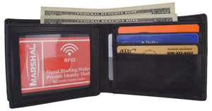 RFID Blocking Hunter Genuine Leather Men's Bifold Multi-Card ID Center Flip Wall-menswallet