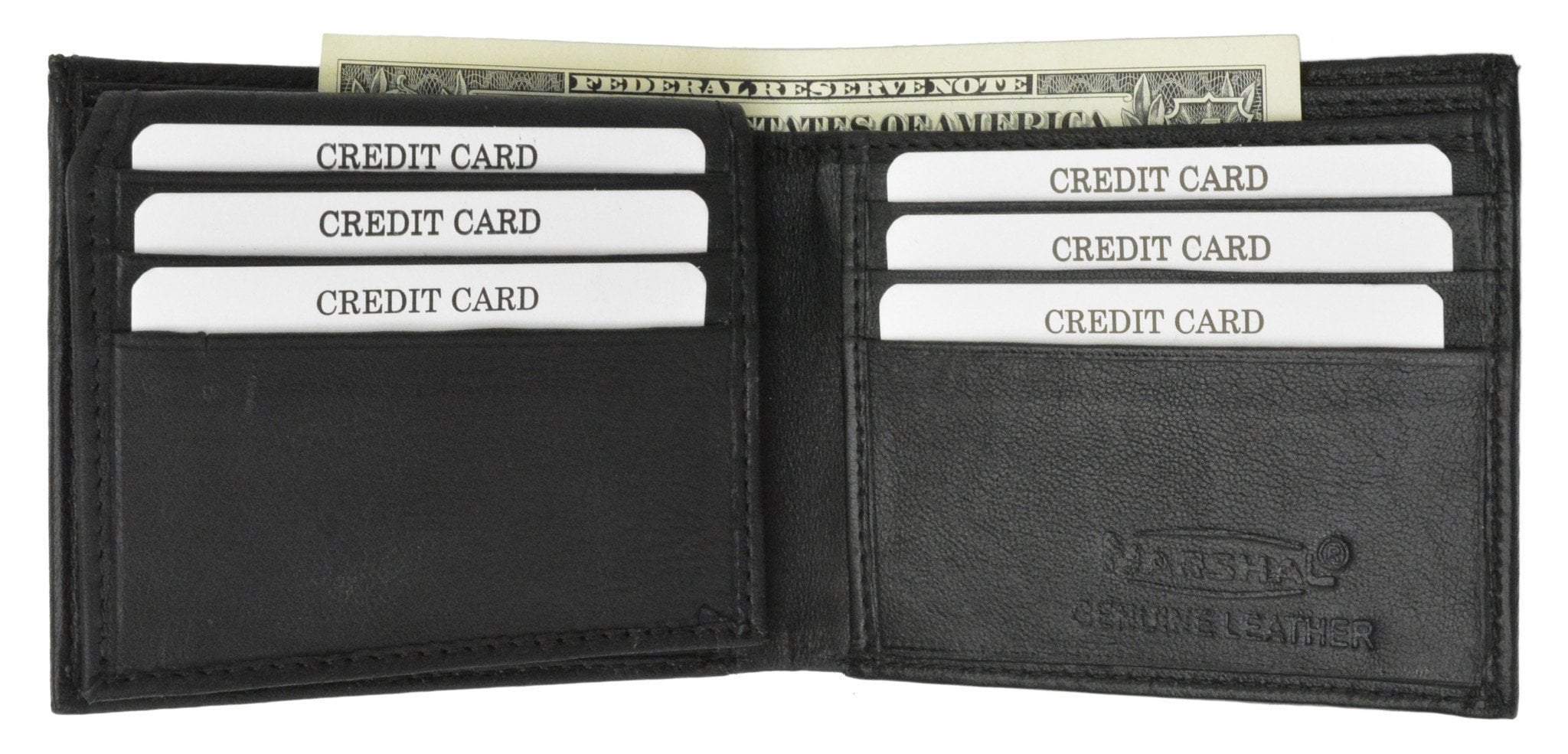 thumbnail image 2 of Marshal Mens Genuine Leather RFID Blocking Slim Bifold Wallet - Flap Up ID, Credit Card Holder 2 of 6