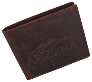 RFID Blocking Mens Genuine Leather Arizona Logo Credit Card ID Bifold Wallet-menswallet