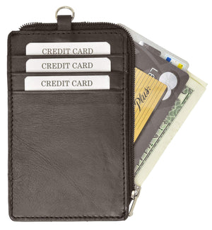 RFID Blocking Premium Genuine Leather Credit Card Holder Zipper ID Neck Wallet RFID P 470 (C)-menswallet