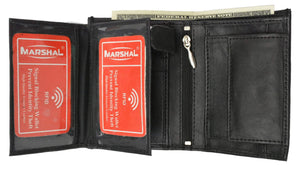 RFID Blocking Premium Leather European Style Bifold Trifold Wallet with ID Window RFID P 518 (C)-menswallet