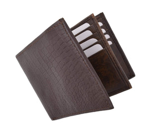 RFID Blocking Premium Soft Leather Croco Pattern Men's Multi-Card Compact Center Flip Bifold Wallet RFIDP52CR (C)-menswallet