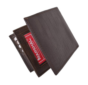 RFID Blocking Premium Soft Leather Croco Pattern Men's Multi-Card Compact Center Flip Bifold Wallet RFIDP52CR (C)-menswallet