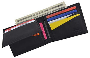 RFID Cow Napa Leather Bifold Wallet With Removable 2 ID Windows & Card Holder-menswallet