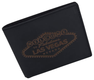 RFID Mens Welcome to Fabulous Las Vegas Nevada Leather Bifold Wallet-menswallet