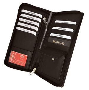 RFID Premium Leather Zipper Travel Credit Card Passport Wallet RFID P 663 (C)-menswallet