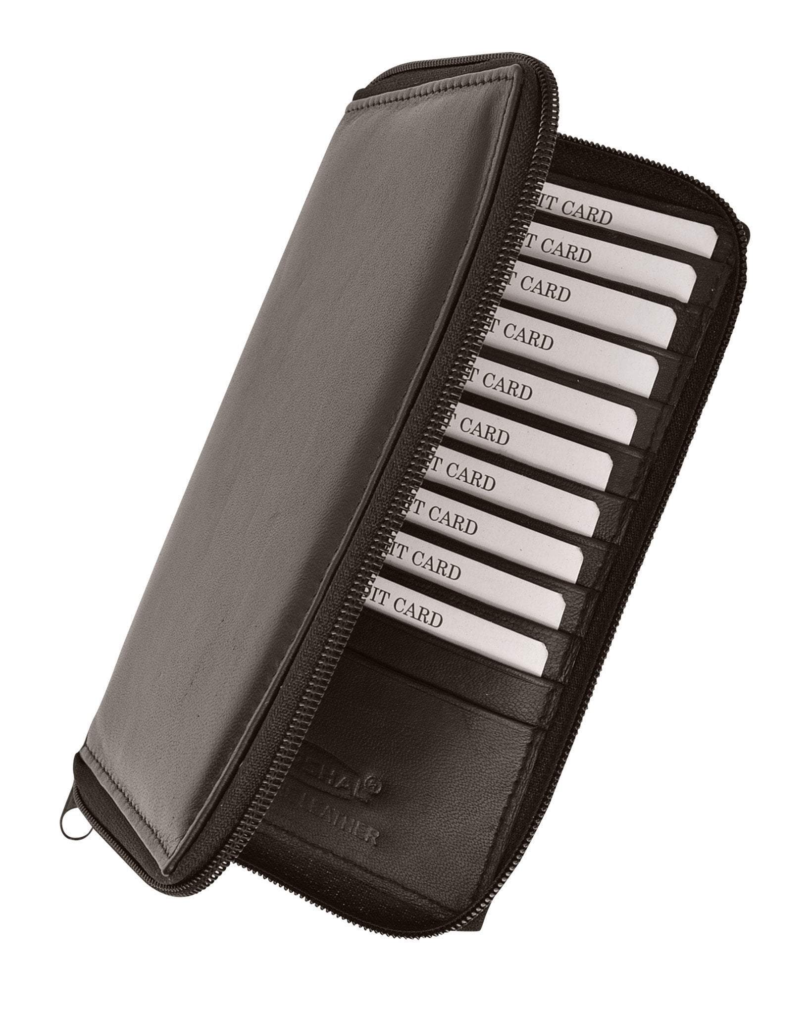 bind credit card RFID Premium Soft Leather Zipper Wallet Business & Credit Card Case Holder Bifold RFID P 729 (C)