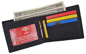 Skull Bones Logo RFID Genuine Leather Credit Card ID Holder Bifold Wallet-menswallet