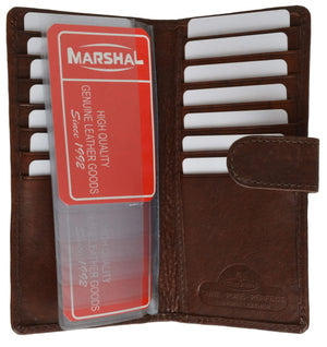 Slim Checkbook Cover Credit Card Slots Secure by Button Closure Genuine Leather 1507 CF (C)-menswallet