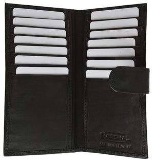 Slim Checkbook Cover Credit Card Slots Secure by Button Closure Genuine Leather 1507 CF (C)-menswallet