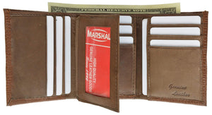 Snake Print Cowhide Leather Trifold Wallet with ID Window & Credit Card Slots 71107 SN-menswallet