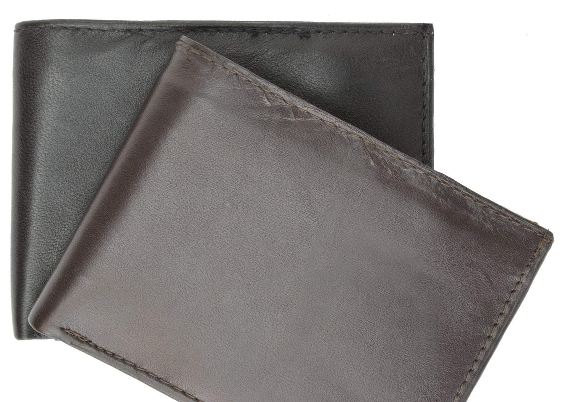 Soft Genuine Leather Credit Card Holder Wallet W/Zipper Pocket 1258 - wallets for men's at mens wallet