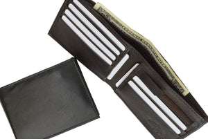 Soft Genuine Leather Credit Card Holder Wallet W/Zipper Pocket 1258-menswallet