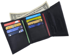 Soft Lamb Leather Trifold Card Holder Wallet W/Outside ID Window 1555-menswallet