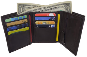 Soft Lamb Leather Trifold Card Holder Wallet W/Outside ID Window 1555-menswallet