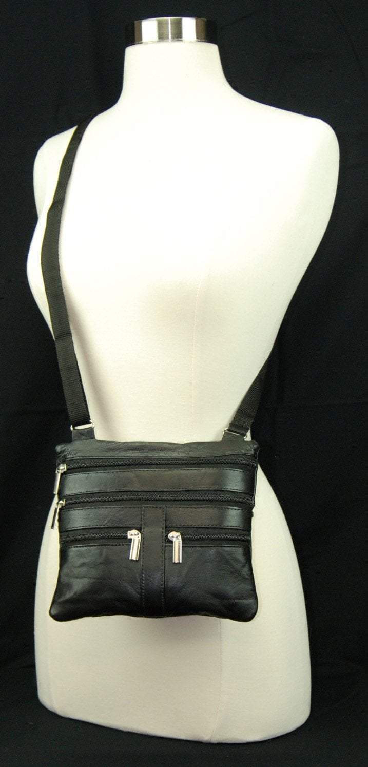 Soft Leather Cross Body Bag Purse Shoulder Bag 5 Pocket Organizer Micro HandbagTravel Wallet Multiple Colors HN907 (C) - wallets for men's at mens wallet