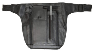 Solid Leather Travel Fanny Pack Waist Bag with Cellphone Pouch and Card Holder 036 (C)-menswallet
