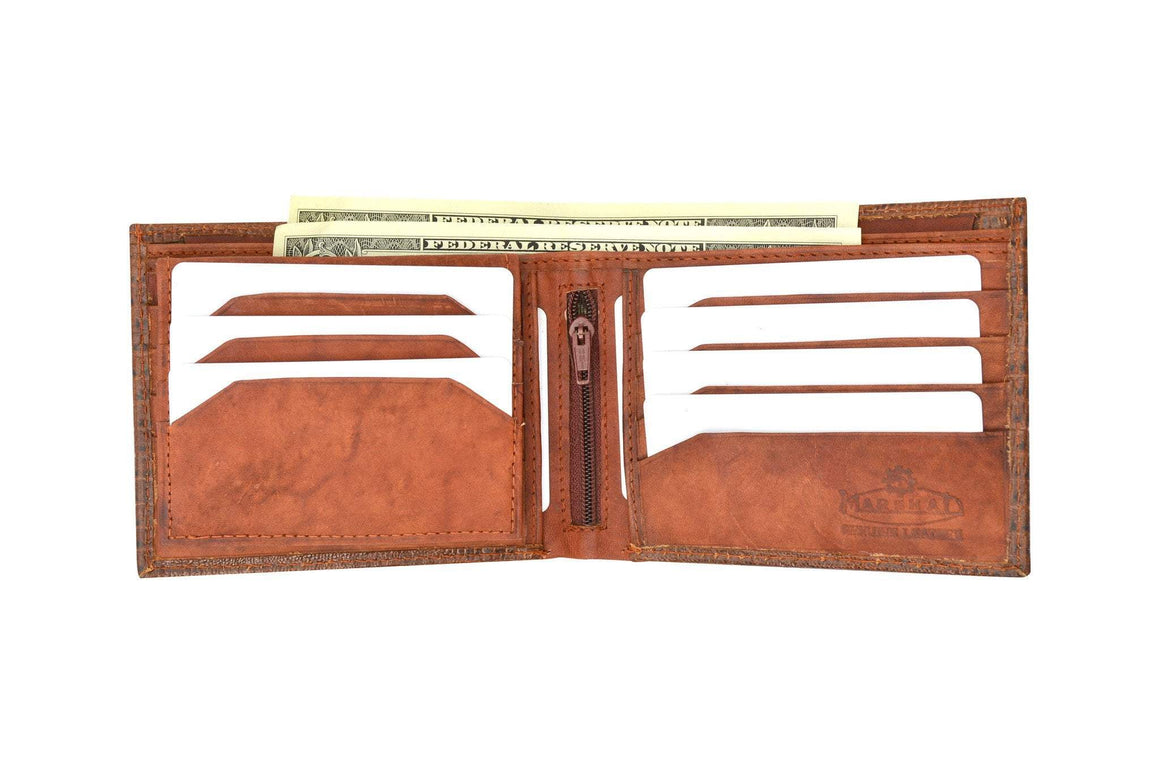 Special Series Mens Leather Ostrich Print Removable ID Flap Bifold Wallet 5572 CF - wallets for men's at mens wallet