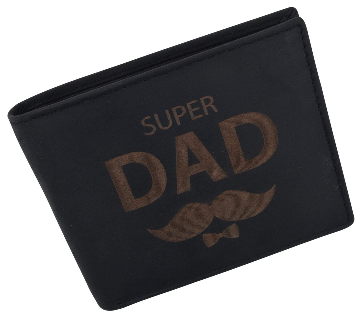 Super Dad Mens RFID Blocking Leather Bifold Wallet Father's Day gift - wallets for men's at mens wallet