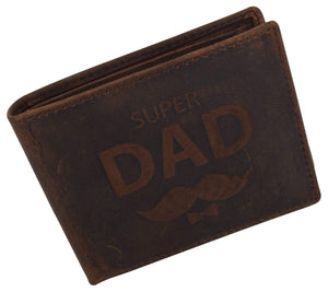 Super Dad Mens RFID Blocking Leather Bifold Wallet Father's Day gift-menswallet
