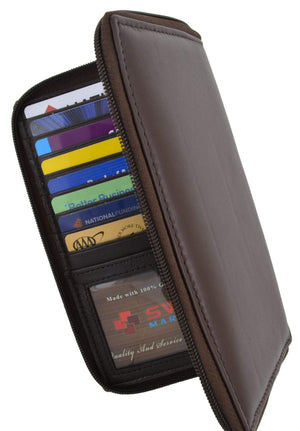 Swiss Marshal RFID Blocking Premium Genuine Leather Long Zip Around Business & Credit Card Case Holder Bifold Wallet SM-RFID-P729-menswallet
