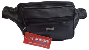 Swiss Marshall Genuine Leather Fanny Pack Waist Bag Classic Style Travel Organizer-menswallet