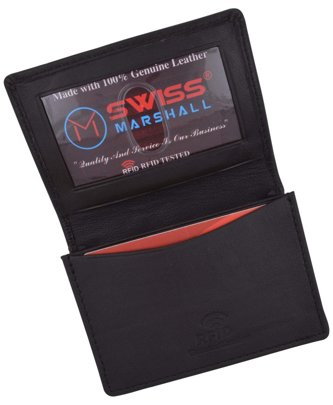 Swiss Marshall Men's RFID Blocking Premium Leather Expandable Small Credit Card ID Business Card Holder Wallet-menswallet