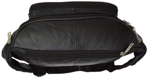 Top Grain Black Genuine Leather Waist Bag/Fanny Pack/ Waist Hip Purse 524 (C)-menswallet