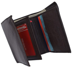 Trifold Genuine Leather Mens Wallet Flap ID Card Case 1107-menswallet