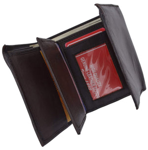 Trifold Genuine Leather Mens Wallet Flap ID Card Case 1107-menswallet