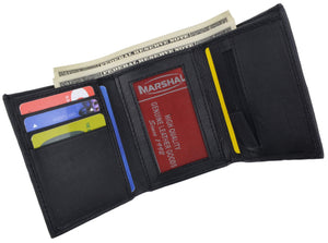 Trifold Leather Wallet W/ Zippered Pockets & ID Window 1655-menswallet