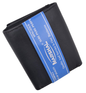 Trifold Mens Leather Wallet W/2 Outside ID Windows 3655-menswallet